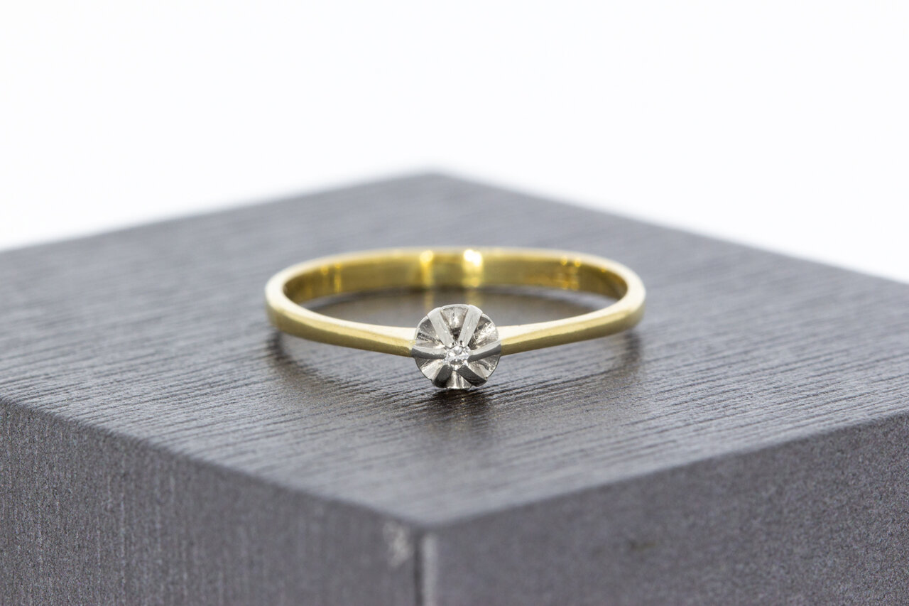 14 Karat Gold Solitär Diamantring - 16 mm