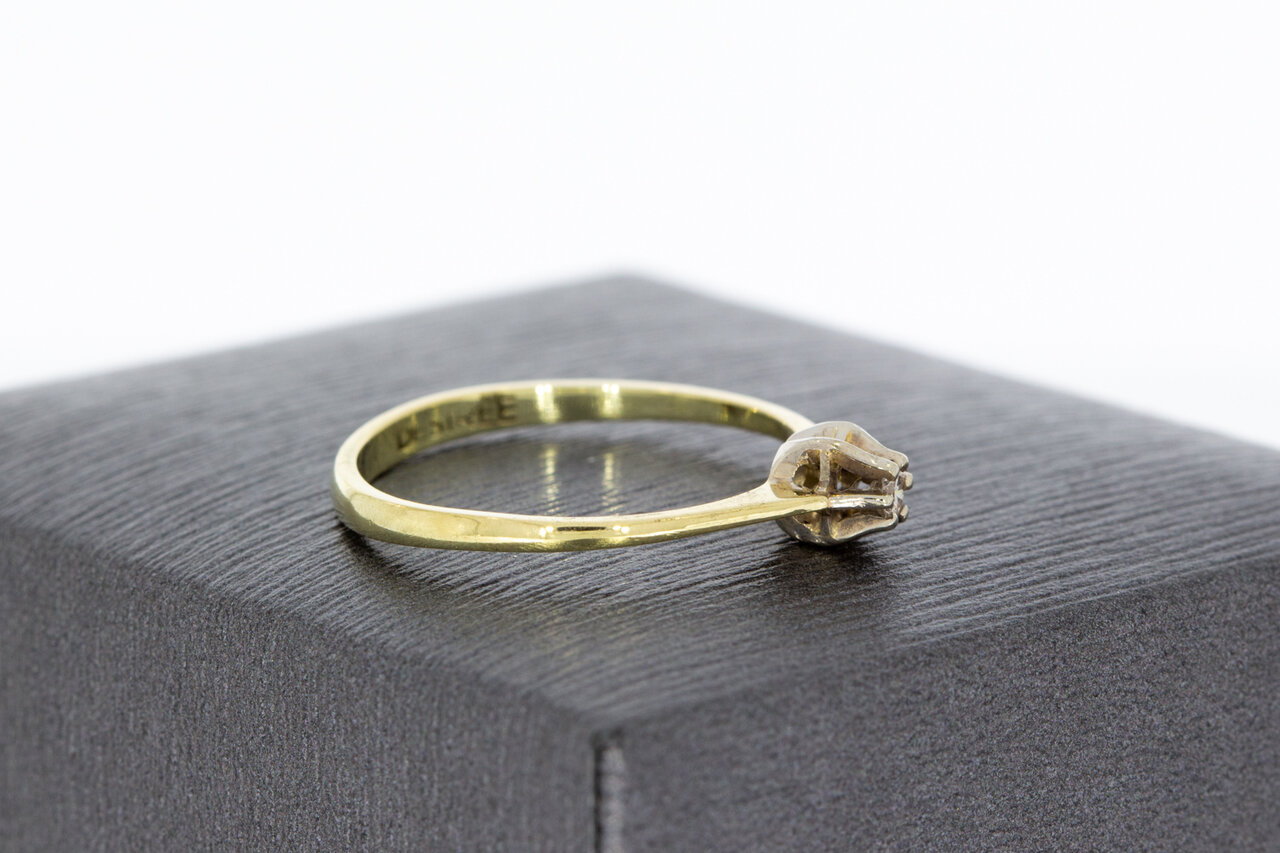 Goldene Diamant Solitärring - 16,9 mm