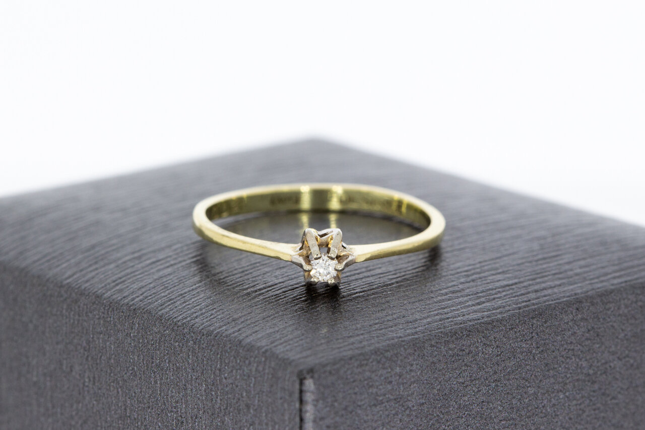 Goldene Diamant Solitärring - 16,9 mm