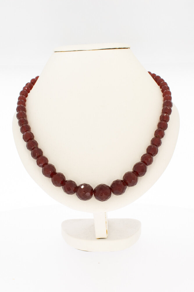 Granaten Kette mit 14 Karat  Goldene Verschluss - 47 cm
