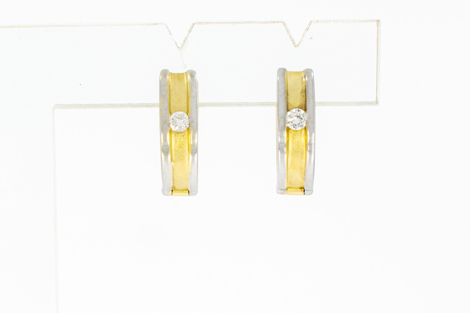 14 Karat Gold Kreolen mit Diamant - 1,5 cm