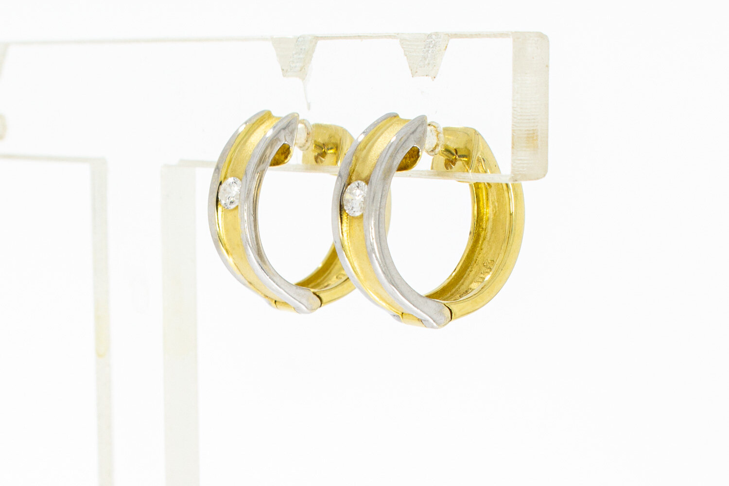 14 Karat Gold Kreolen mit Diamant - 1,5 cm