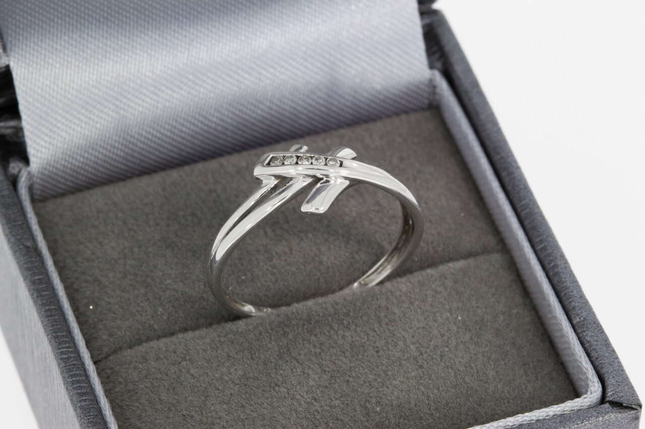 18 Karat Weißgold Ring mit Diamant - 17,5 mm