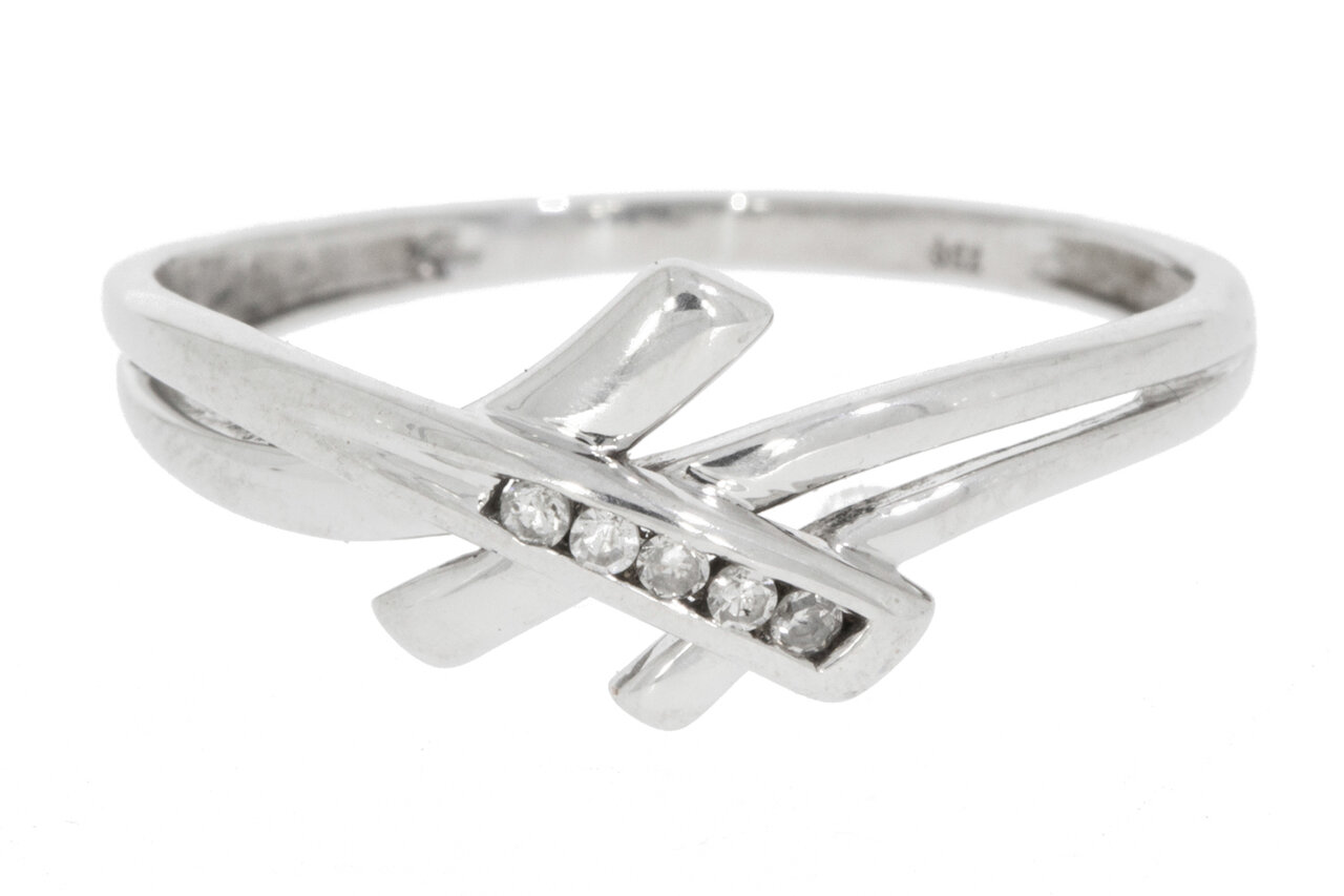 18 Karat Weißgold Ring mit Diamant - 17,5 mm