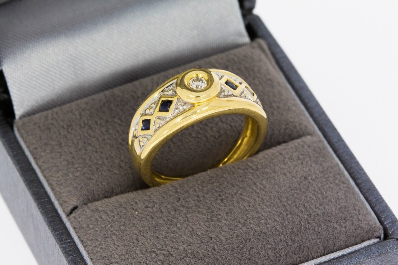 18 Karaat gouden edelstenen ring - 16,6 mm