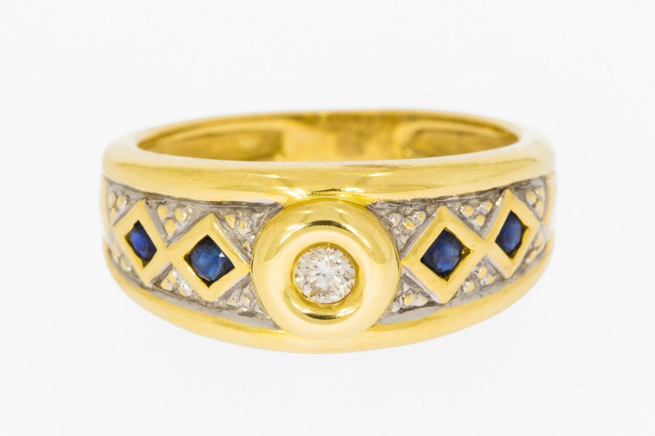 18 Karaat gouden edelstenen ring - 16,6 mm