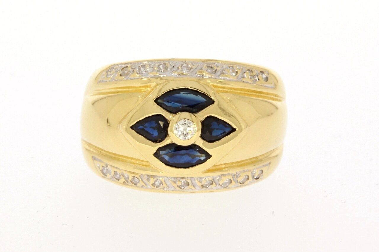 18 Karaat gouden Edelsteenring - 17,5 mm
