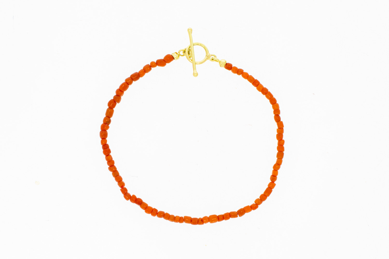 Rotes Korallenarmband 14 Karat Gold - 21,5 cm