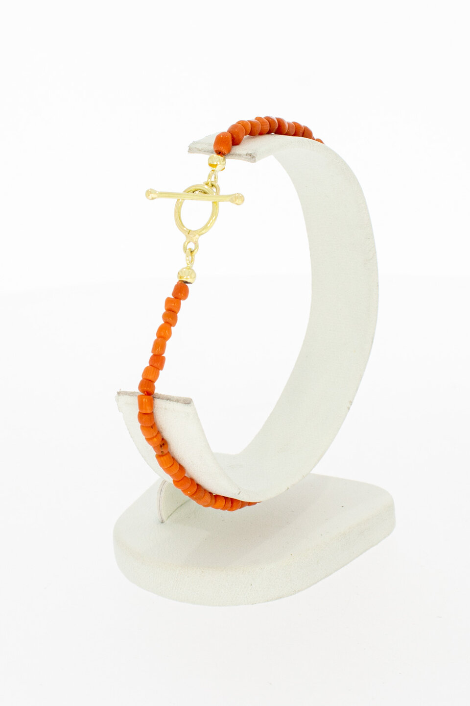 Rotes Korallenarmband 14 Karat Gold - 22 cm