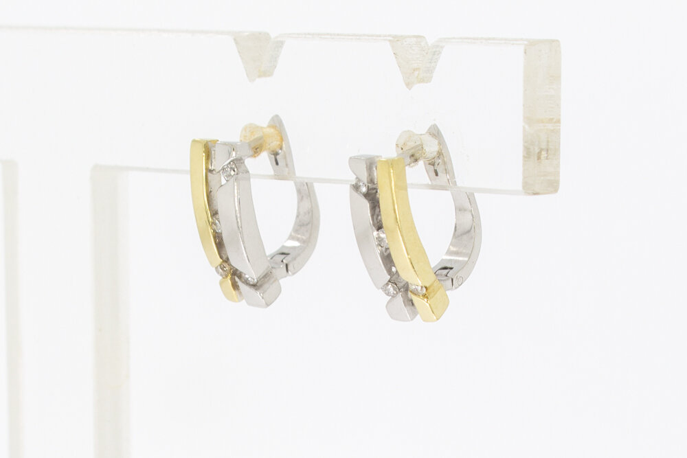 Bicolor 9 Karat Gold Ohrringe - 1,1 cm