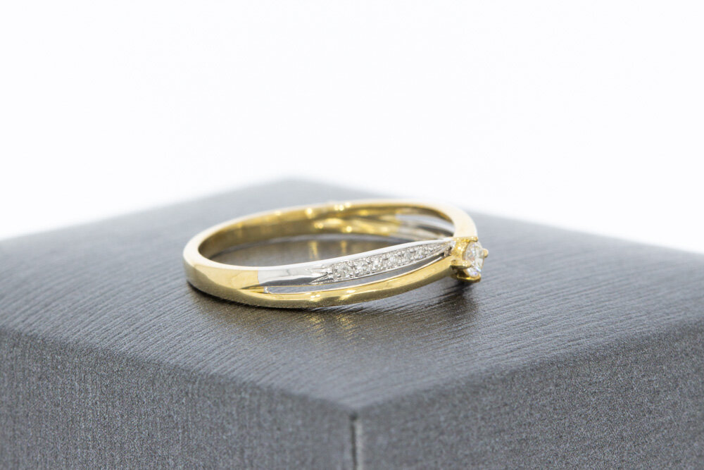 375 bicolor goldene Solitärring - 16,3 mm