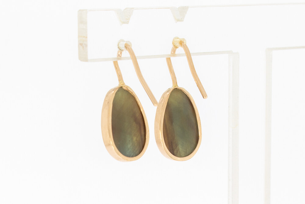 585 Goldene Saphir Ohrhänger - 2,3 cm