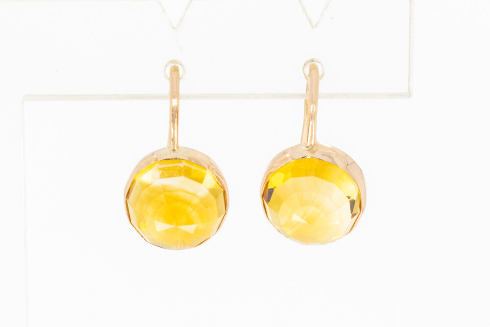 585 Goldene Citrin Ohrringe - 1,8 cm