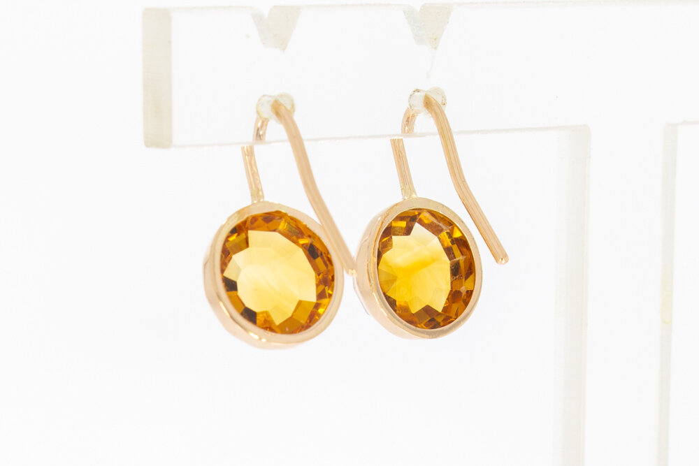 585 Goldene Citrin Ohrringe - 1,8 cm