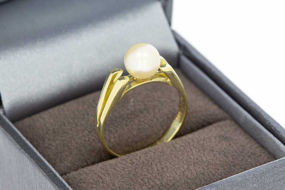 14 Karat Goldene Perlenring - 17,4 mm