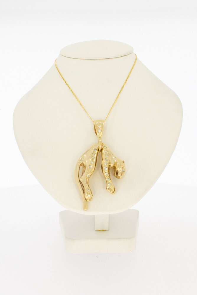 585 Goldene Panther Anhänger - 5 cm