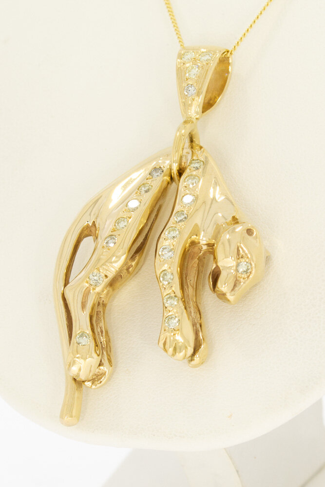 585 Goldene Panther Anhänger - 5 cm