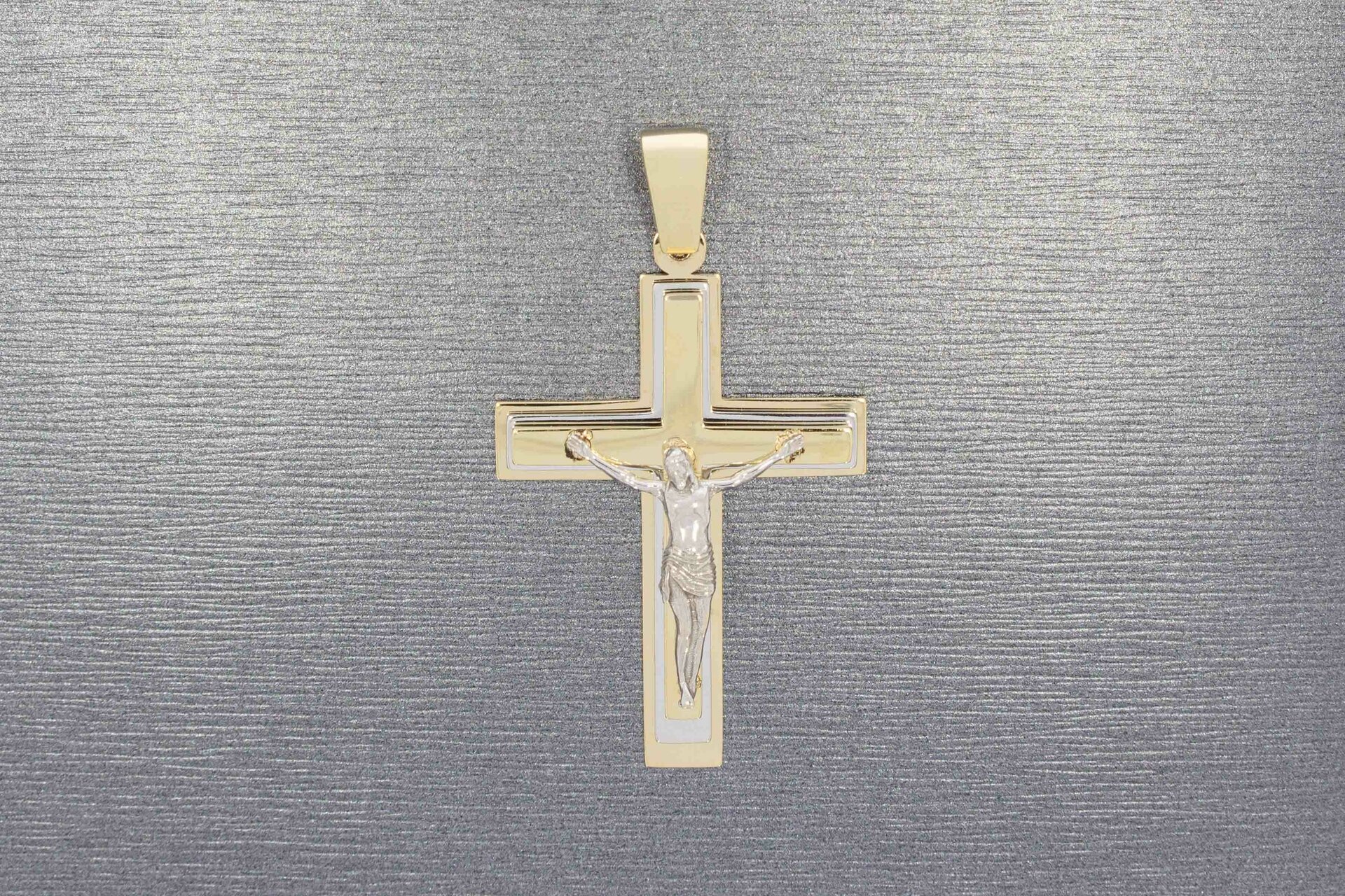 Bicolor Kreuz 14 Karat Gold - 4,3 cm