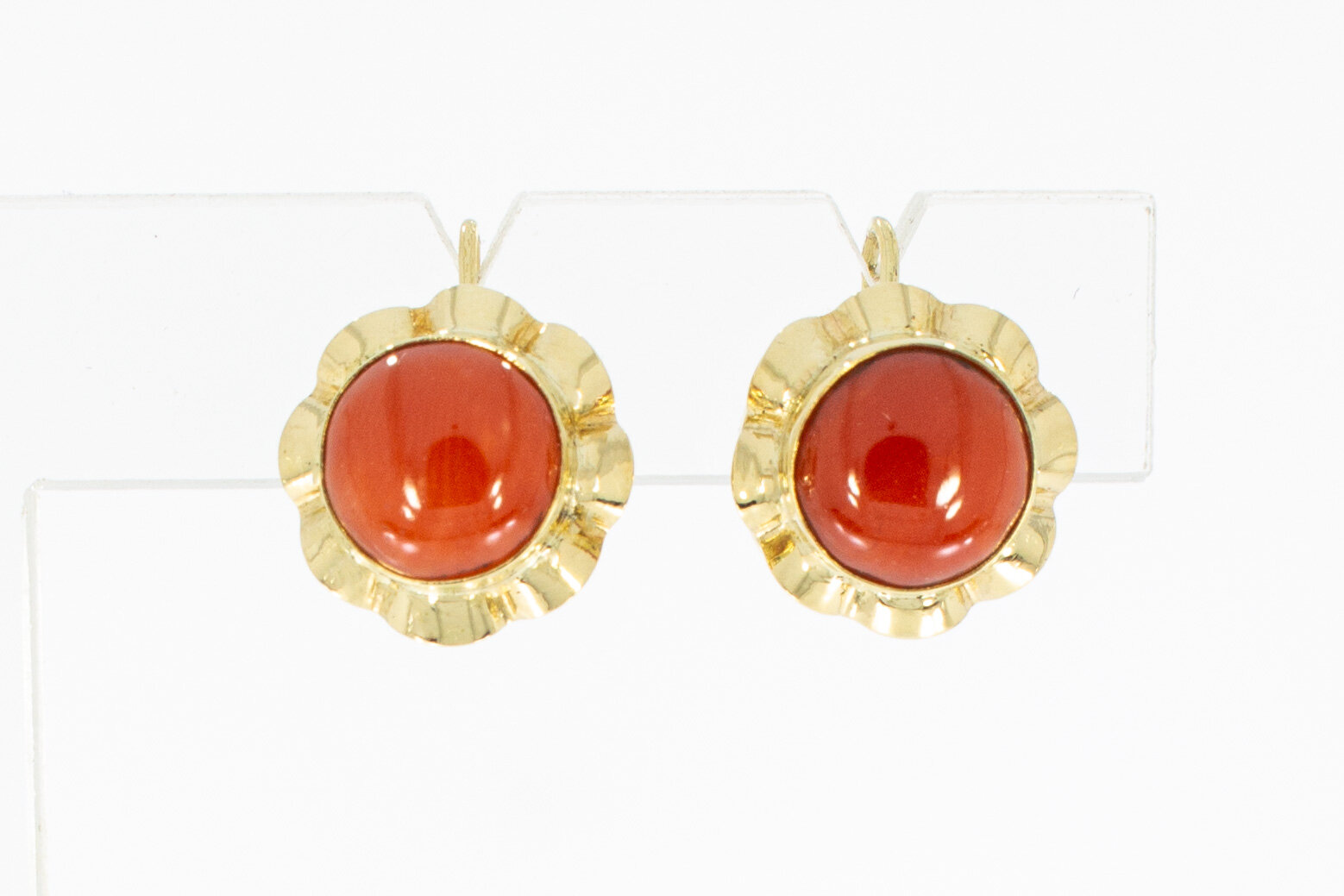 Korallen Ohrhänger 585 Gold - 1,1 cm
