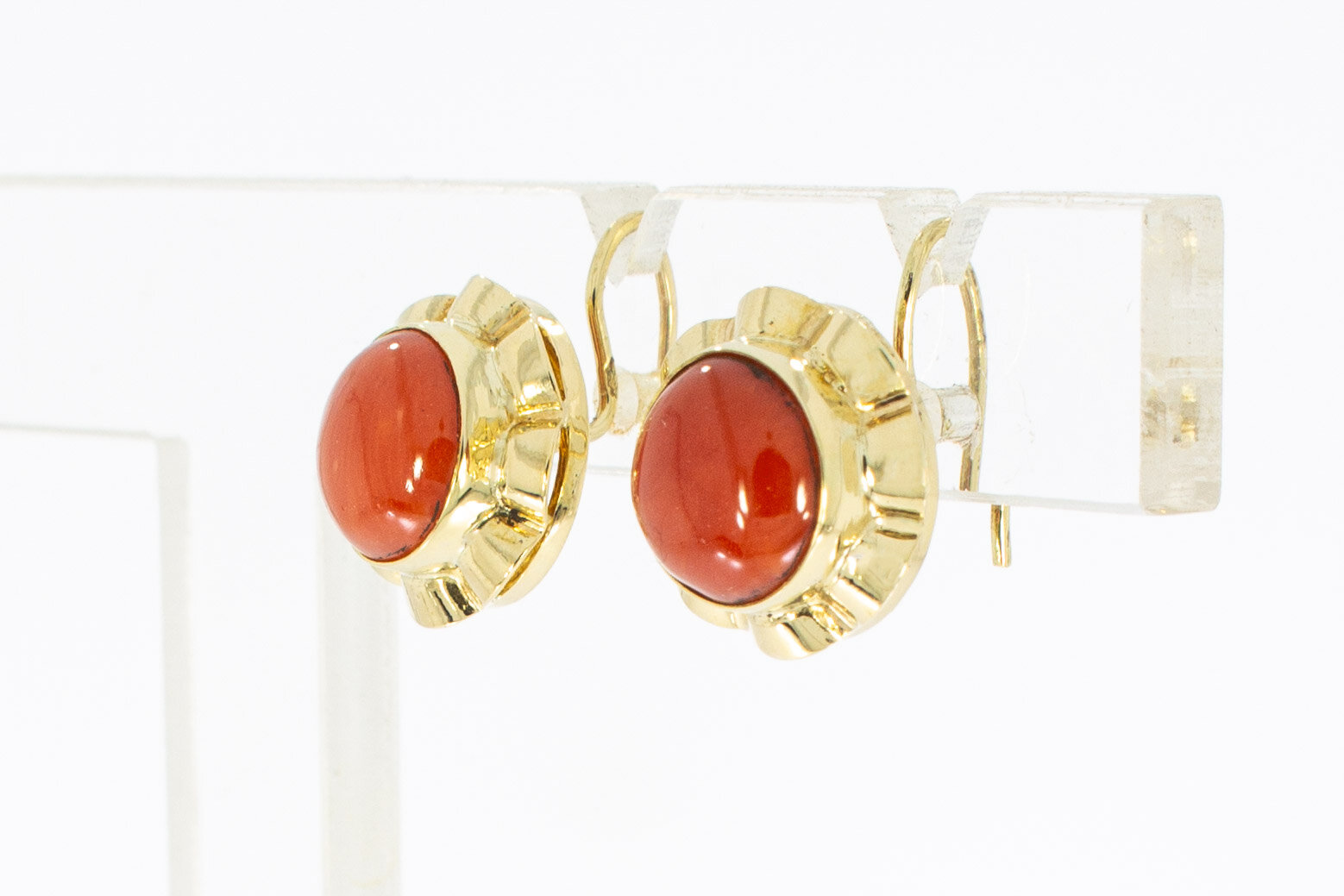 Korallen Ohrhänger 585 Gold - 1,1 cm