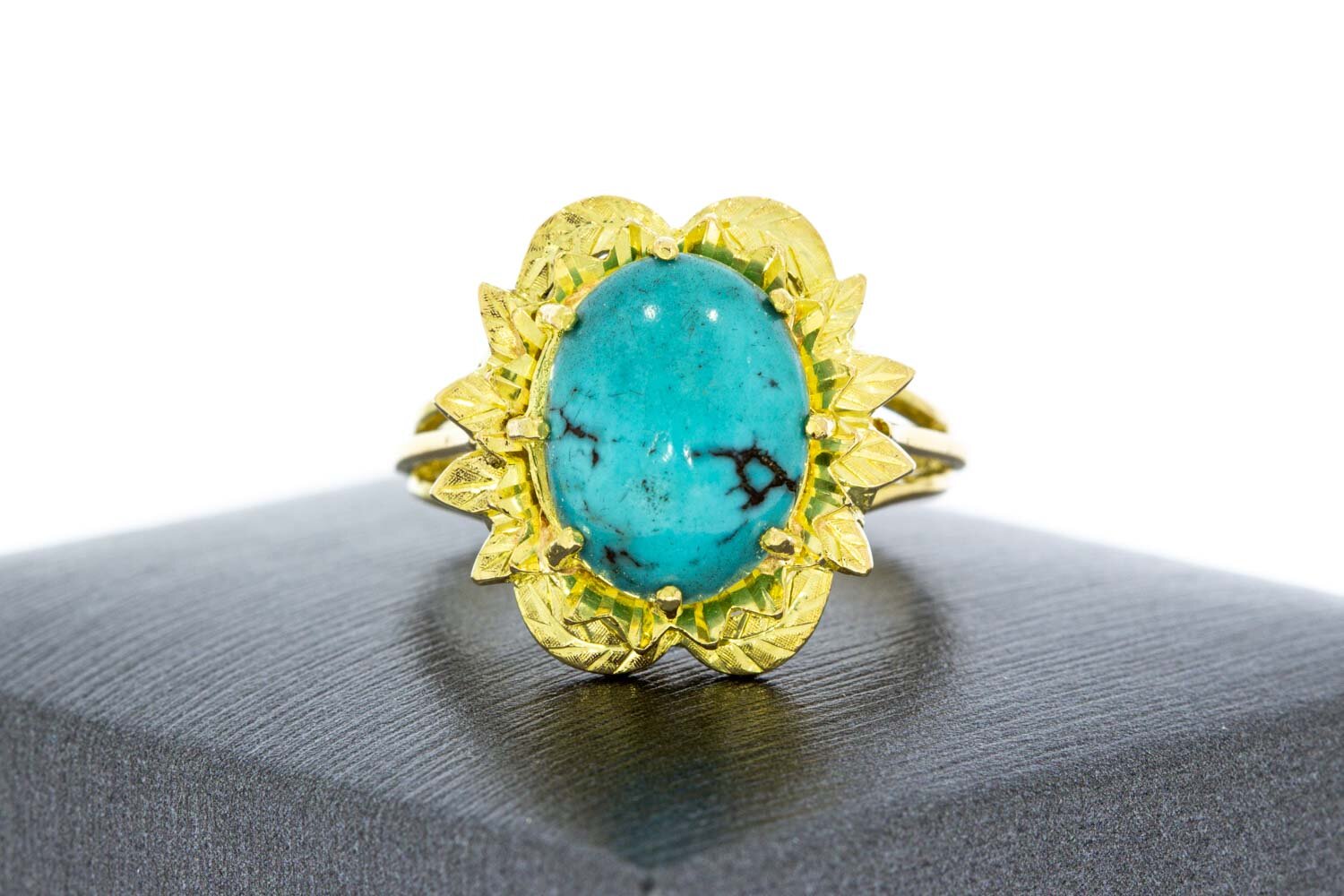 Türkisring 18 Karat Gelbgold - 17,6 mm