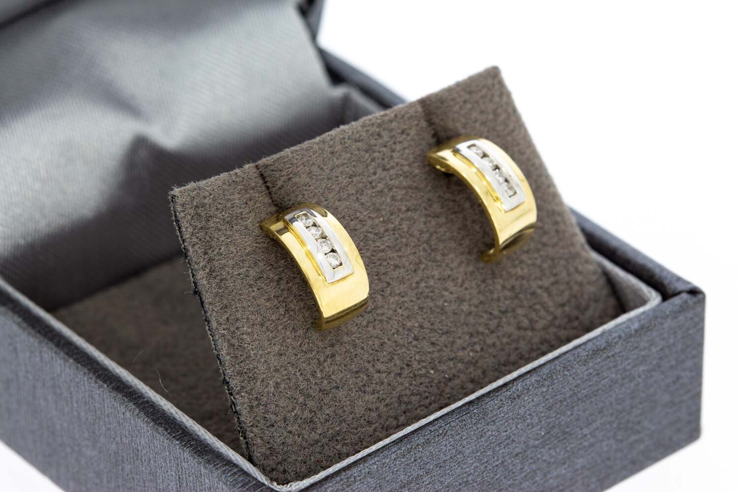 Diamant Ohr-ringe 585 Gold - 1,1 cm