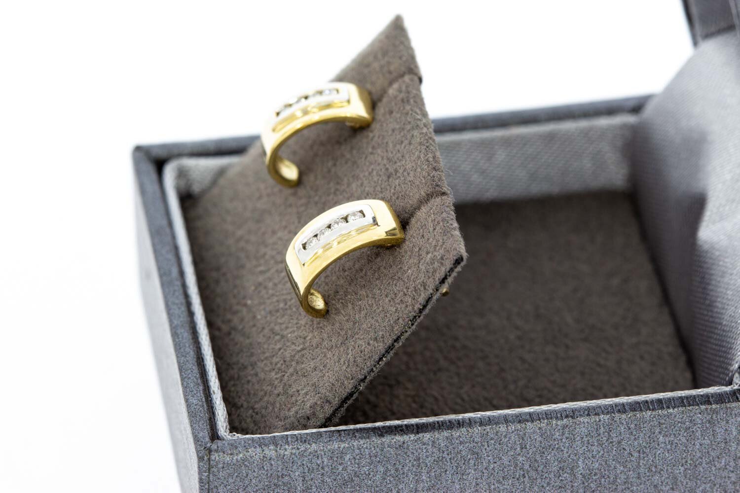 Diamant Ohr-ringe 585 Gold - 1,1 cm