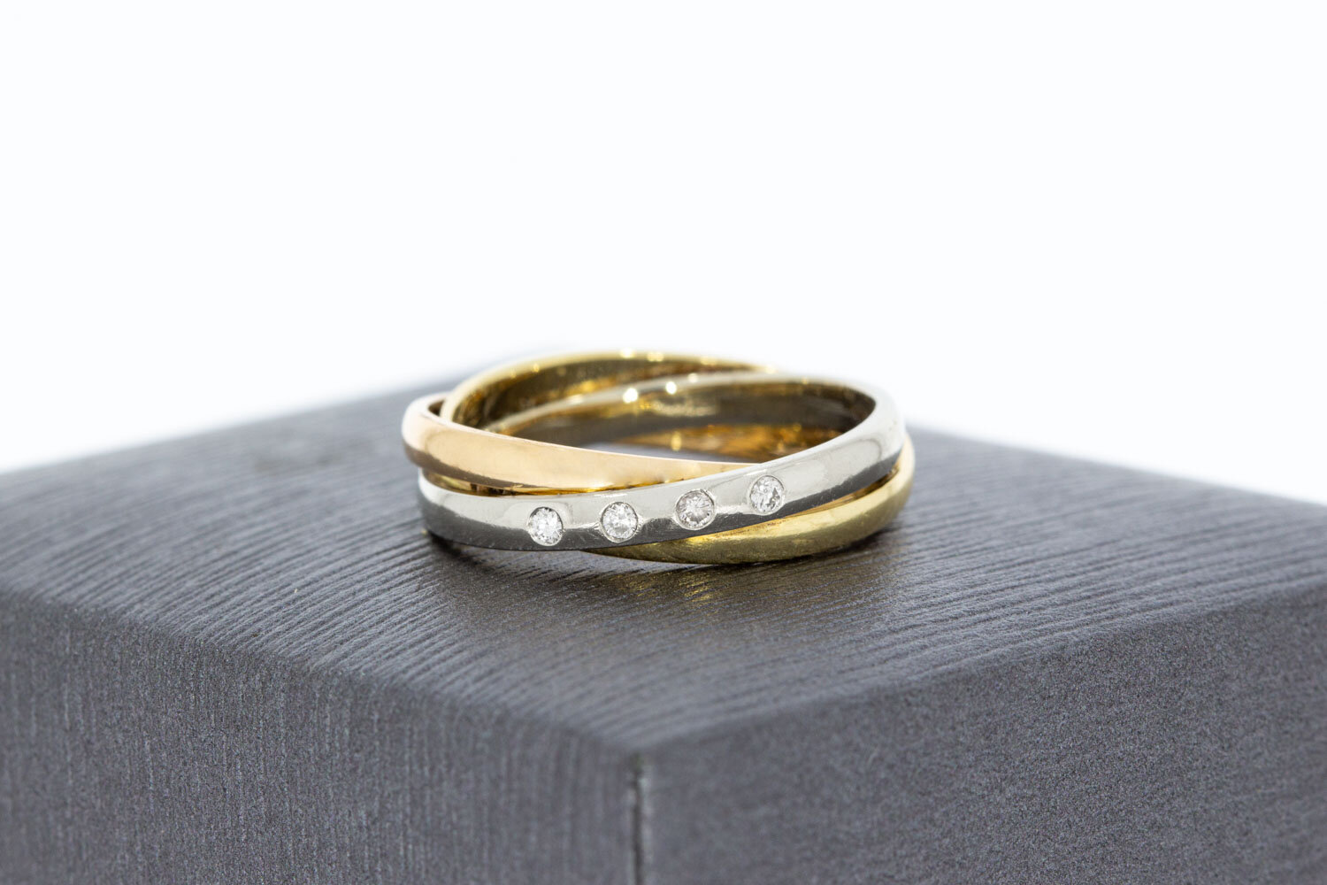 Diamant Crossover Ring 14 Karat - 15,6 mm