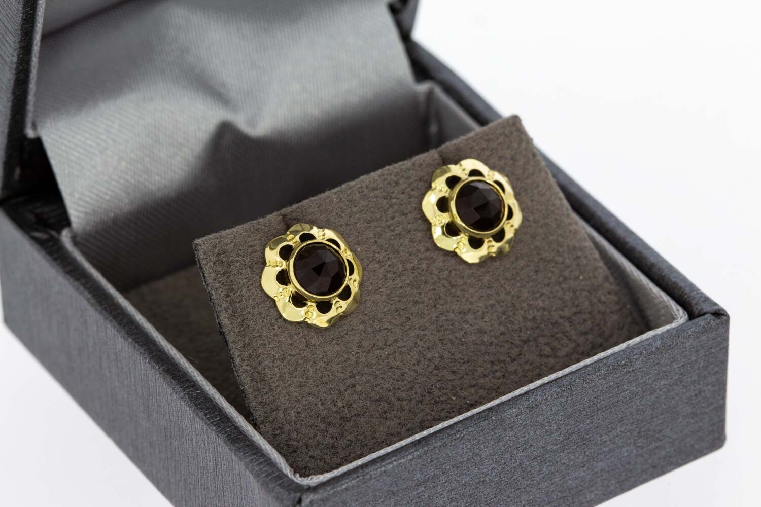 Granat Ohrstecker 585 Gold - 0,9 cm