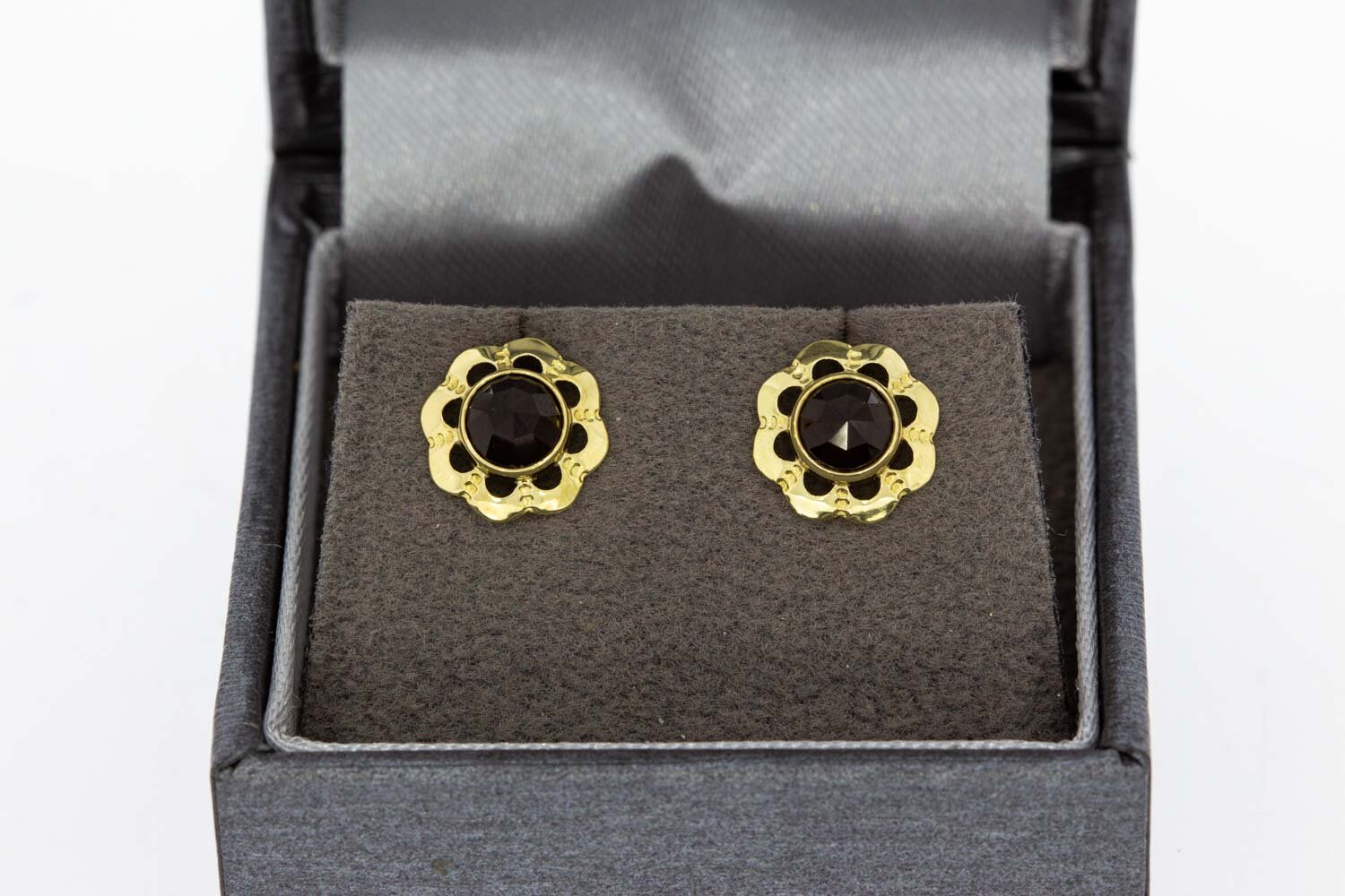 Granat Ohrstecker 585 Gold - 0,9 cm