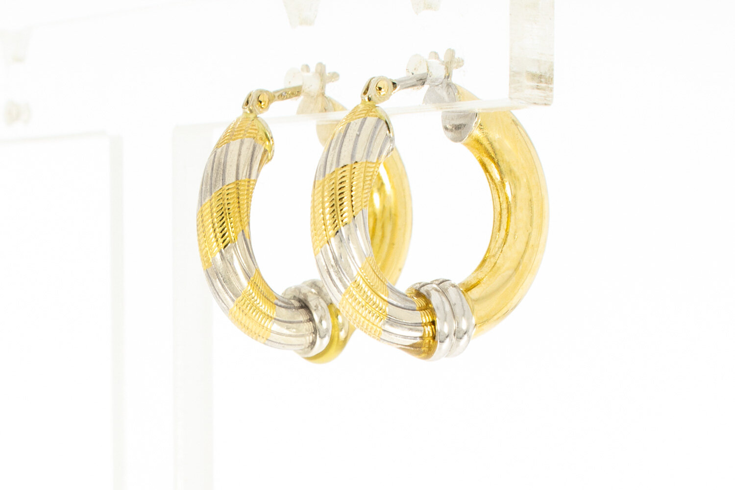 Bicolor 14 Karat Goldohr-Ringe - 1,9 cm