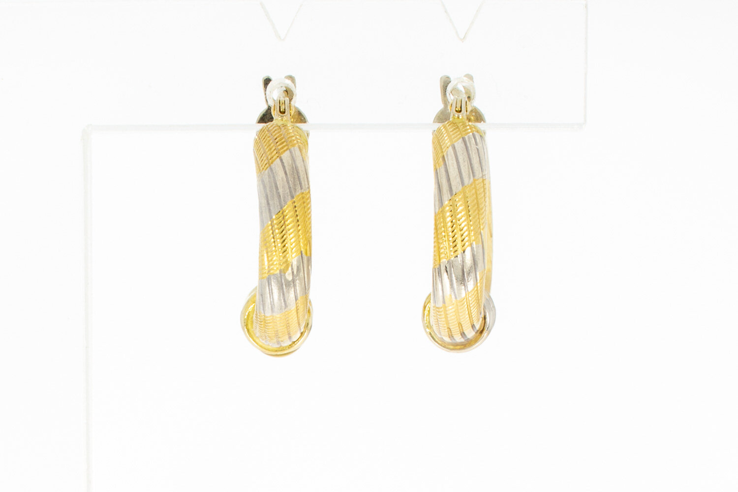 Bicolor 14 Karat Goldohr-Ringe - 1,9 cm