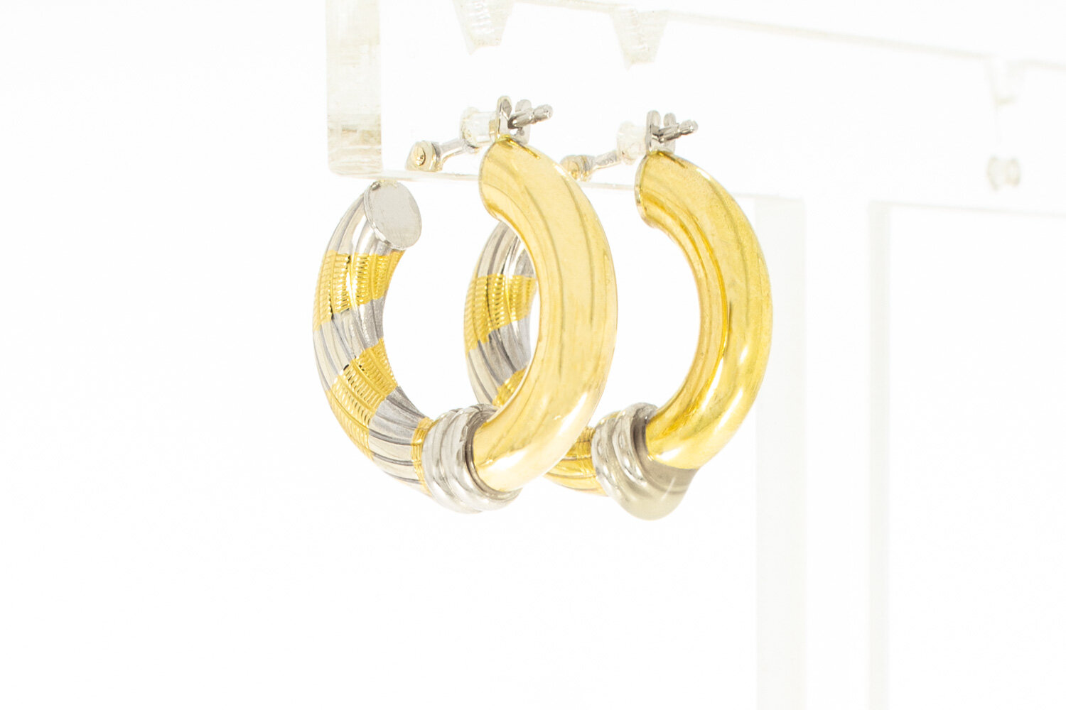 Bicolor 14 Karat Goldohr-Ringe - 1,9 cm