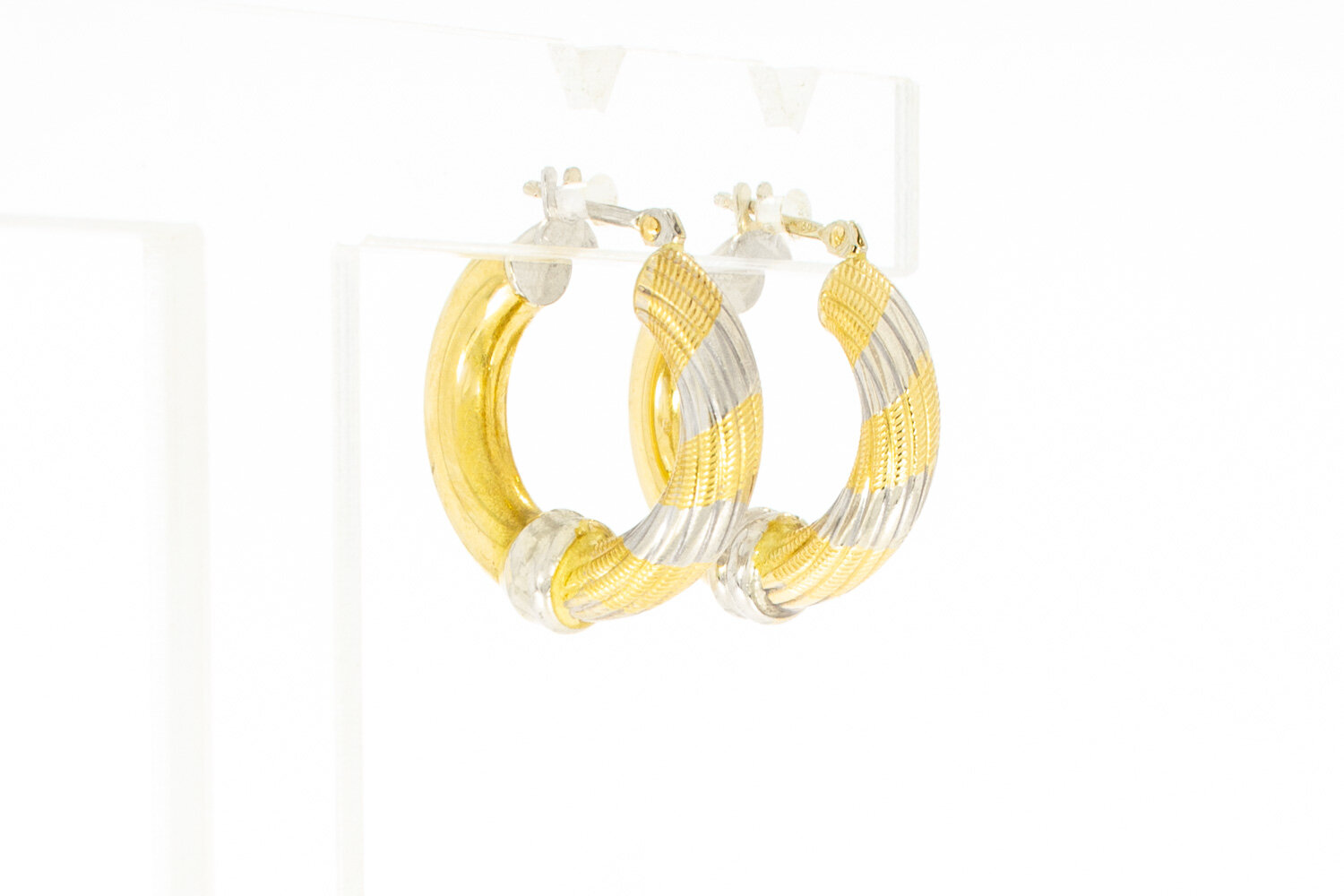 Bicolor 14 Karat Goldohr-Ringe - 1,9 cm