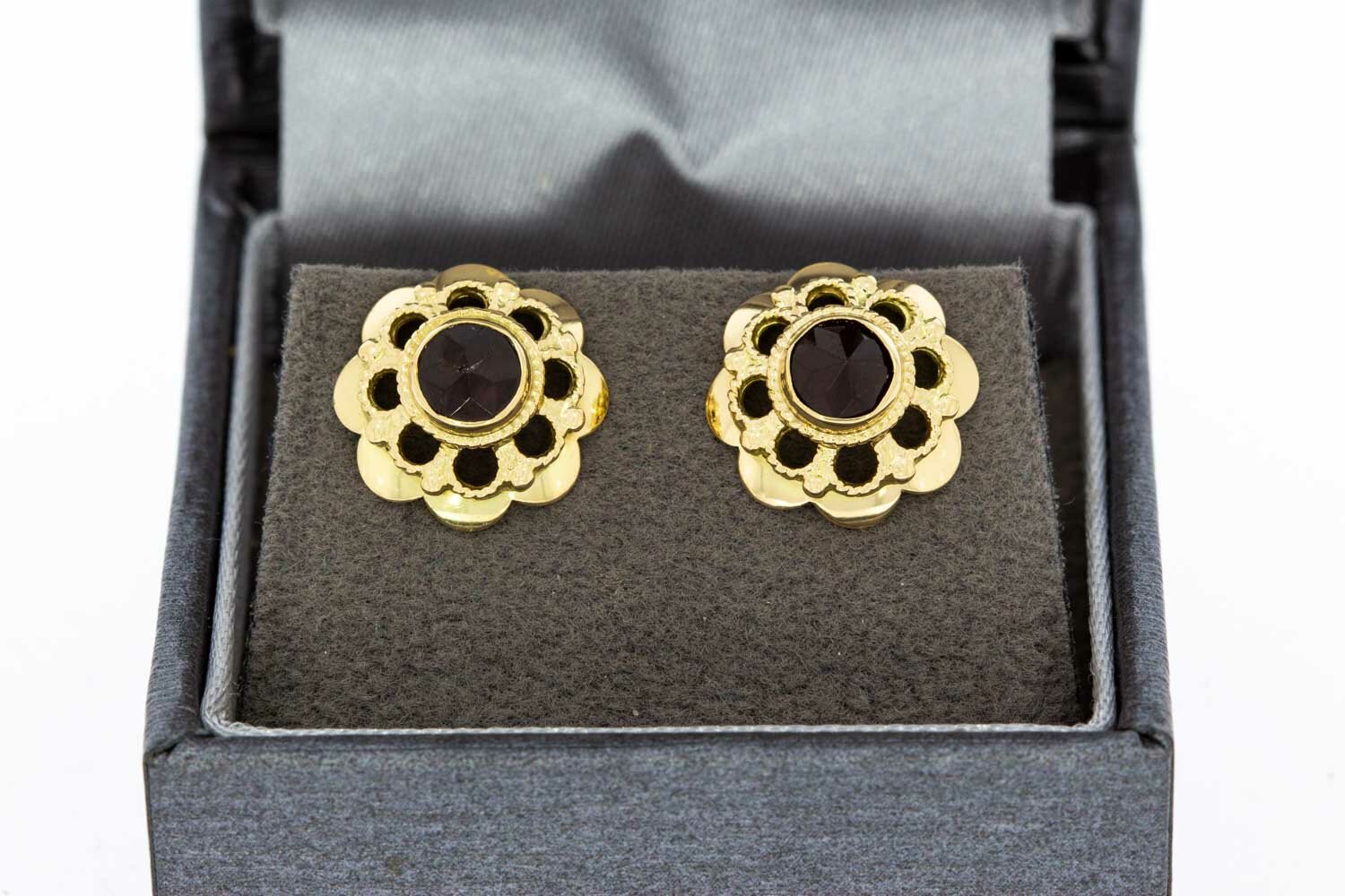 Granat Ohrstecker 14 Karat Gold - 1,2 cm