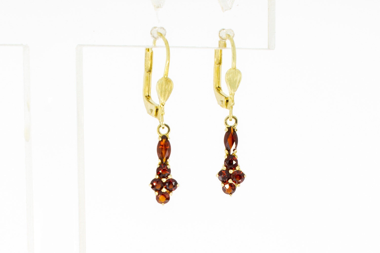 Vintage Granat Ohrhänger 585 Gold - 3 cm