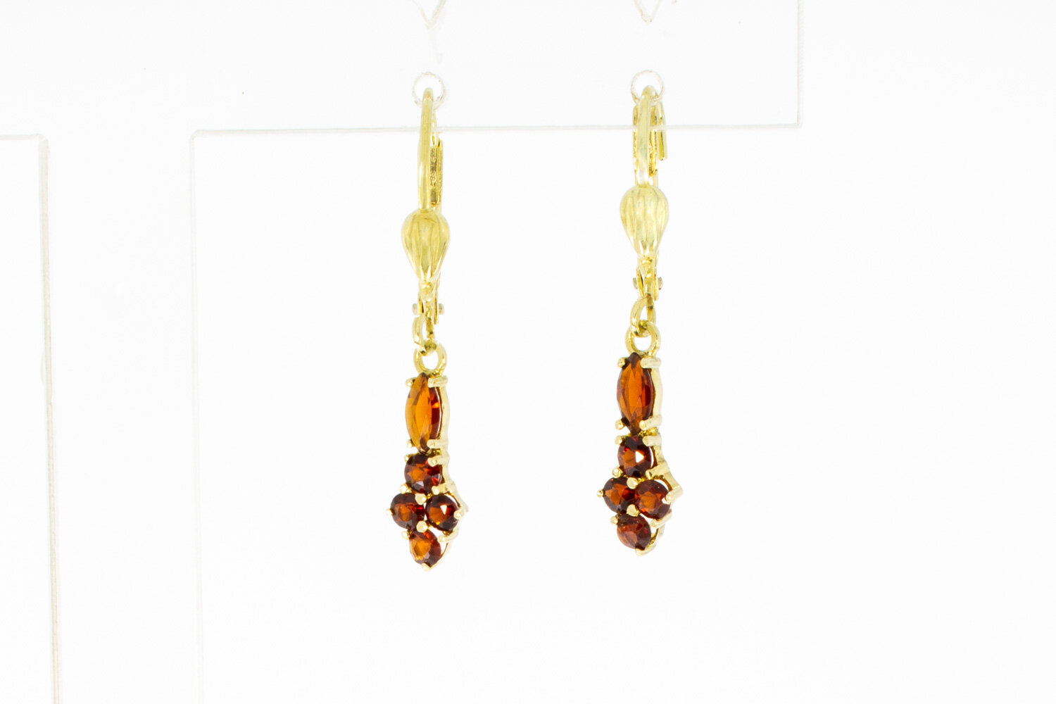 Vintage Granat Ohrhänger 585 Gold - 3 cm