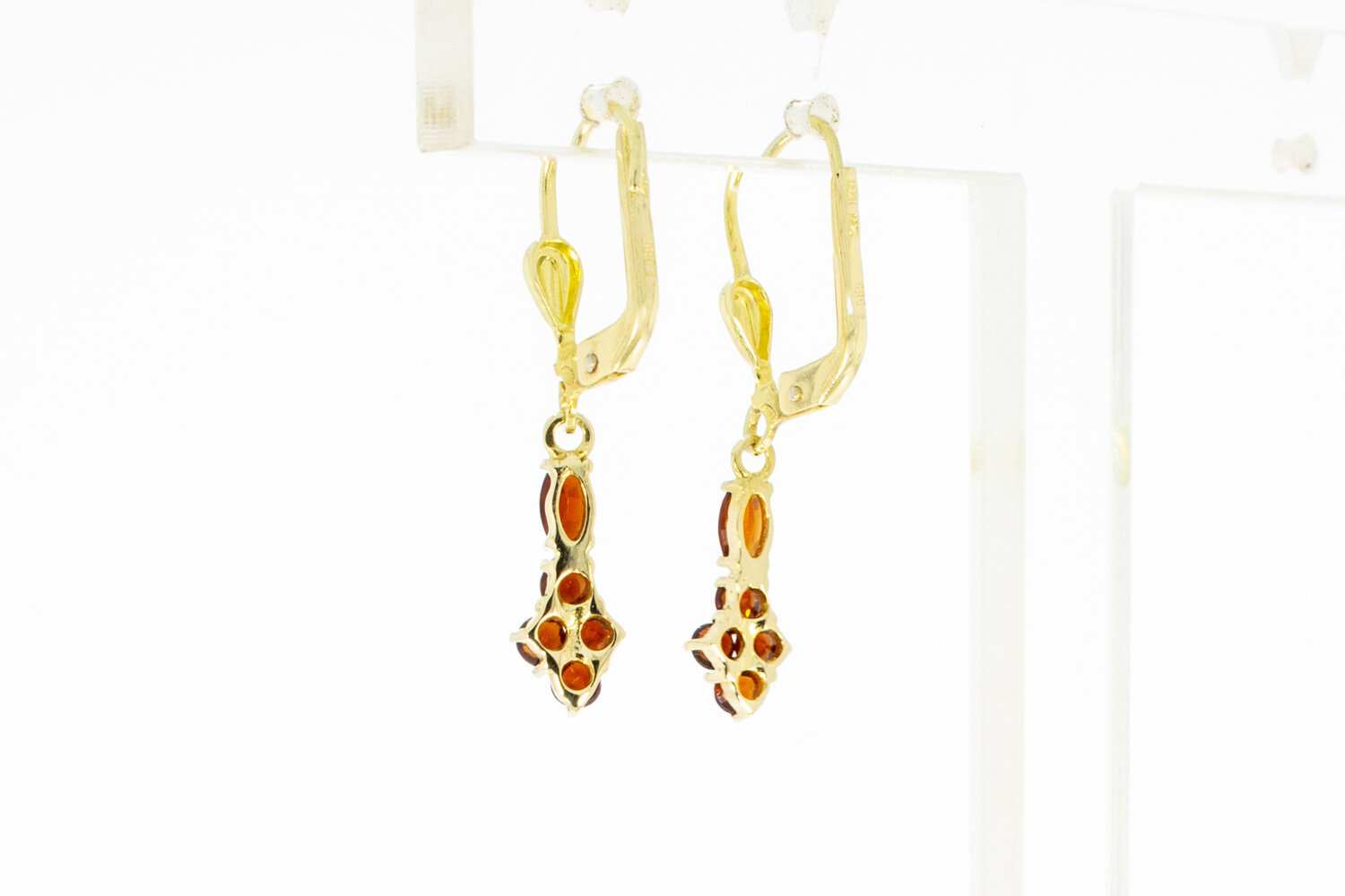 Vintage Granat Ohrhänger 585 Gold - 3 cm