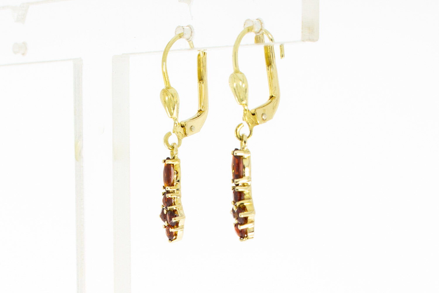 Vintage Granat Ohrhänger 585 Gold - 3 cm