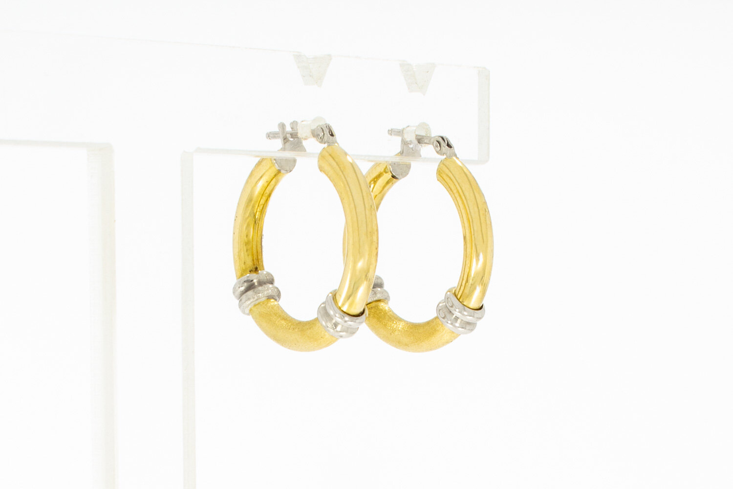 Bicolor Ohrringe 18 Karat Gold - 2 cm