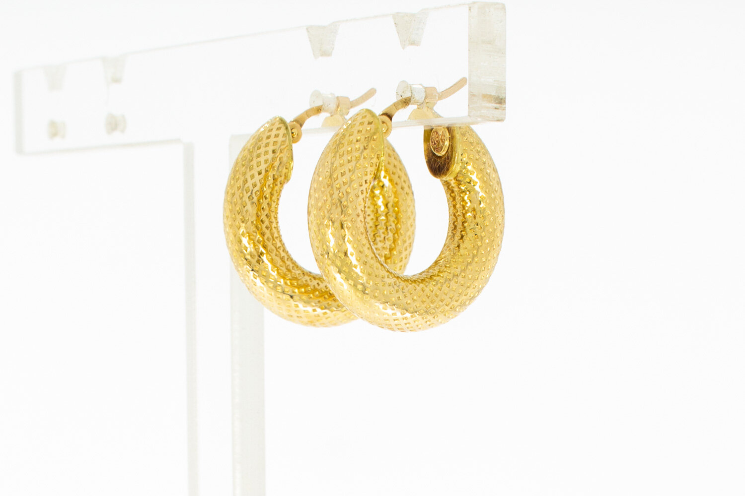 Geprägte Ohrringe 18 Karat Gold - 2 cm