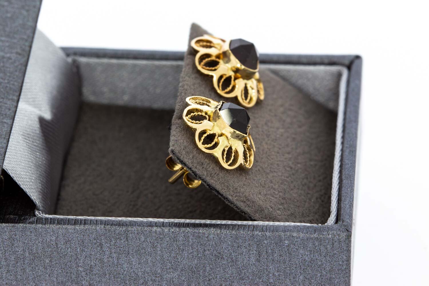 Granat 585 Gold Ohrstecker - 1,4 cm