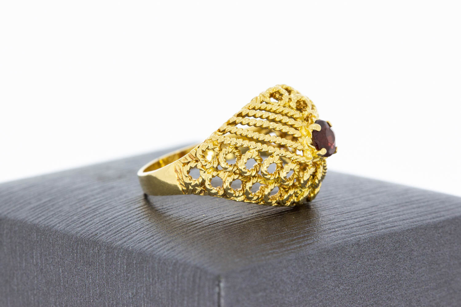 Vintage Granat Gold Ring 585 - 17,4 mm