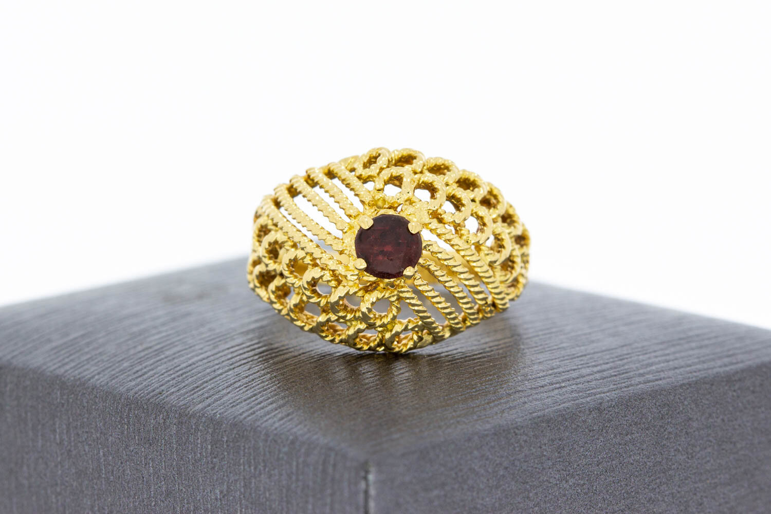 Vintage Granat Gold Ring 585 - 17,4 mm