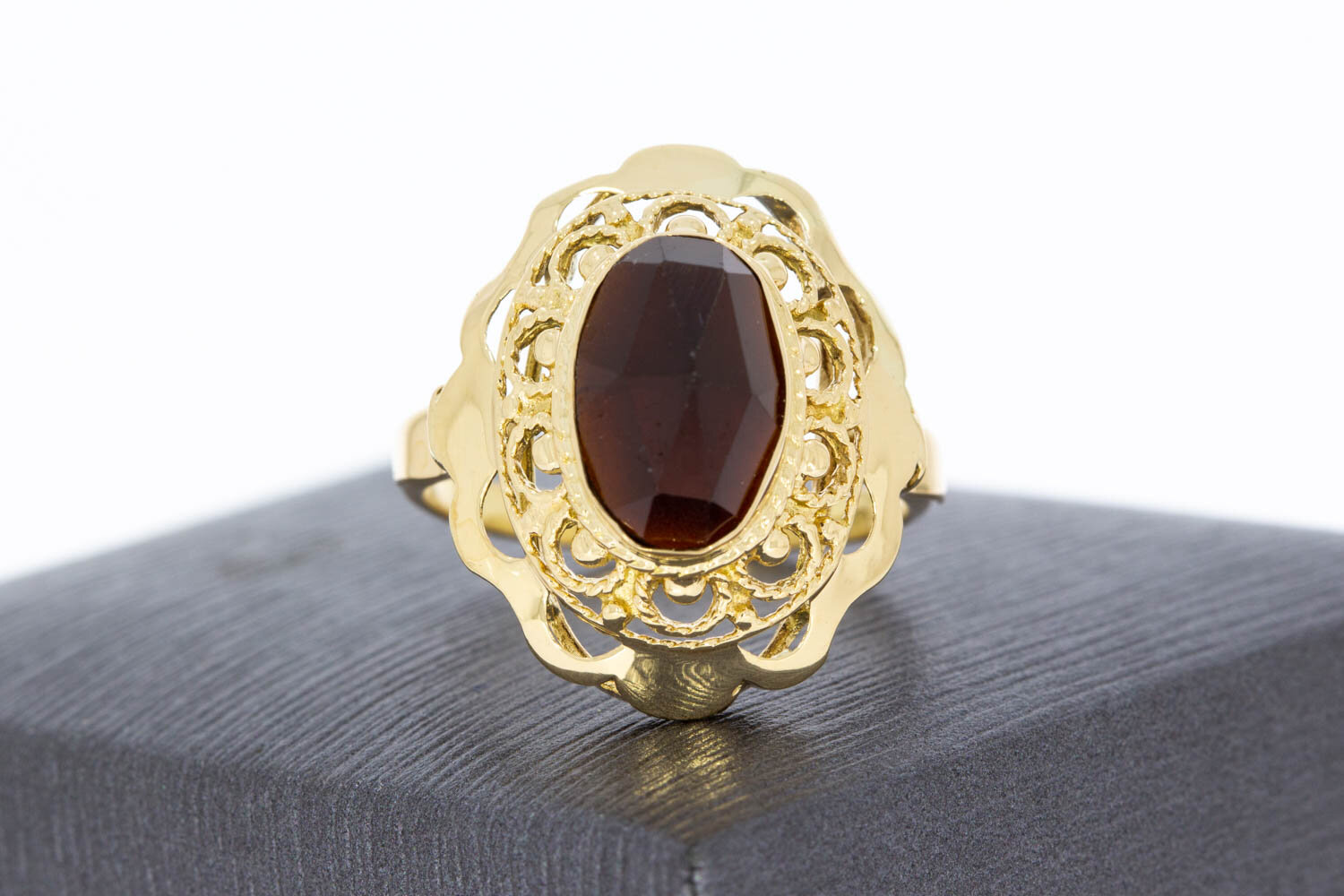 Vintage Granat Gold Ring 14 Karat - 17,5 mm