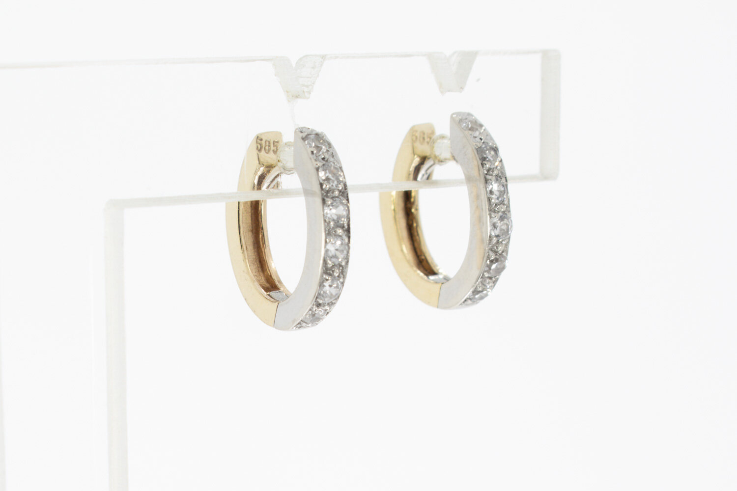 Ohrclips 585 Gold mit Saphir - 1,4 cm