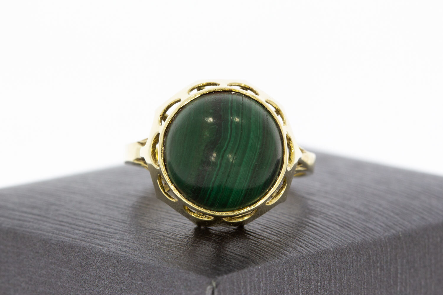 Malachit Ring 14 Karat Gold - 18,4 mm