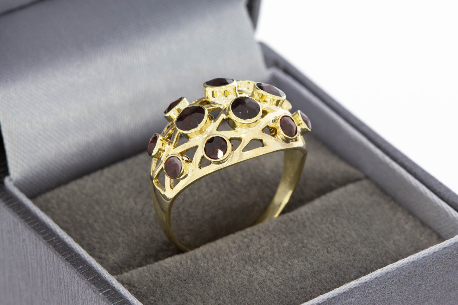 Vintage 585 Gold Ring Damen mit Granat - Ringgr&ouml;&szlig;e 57, 3,3 g