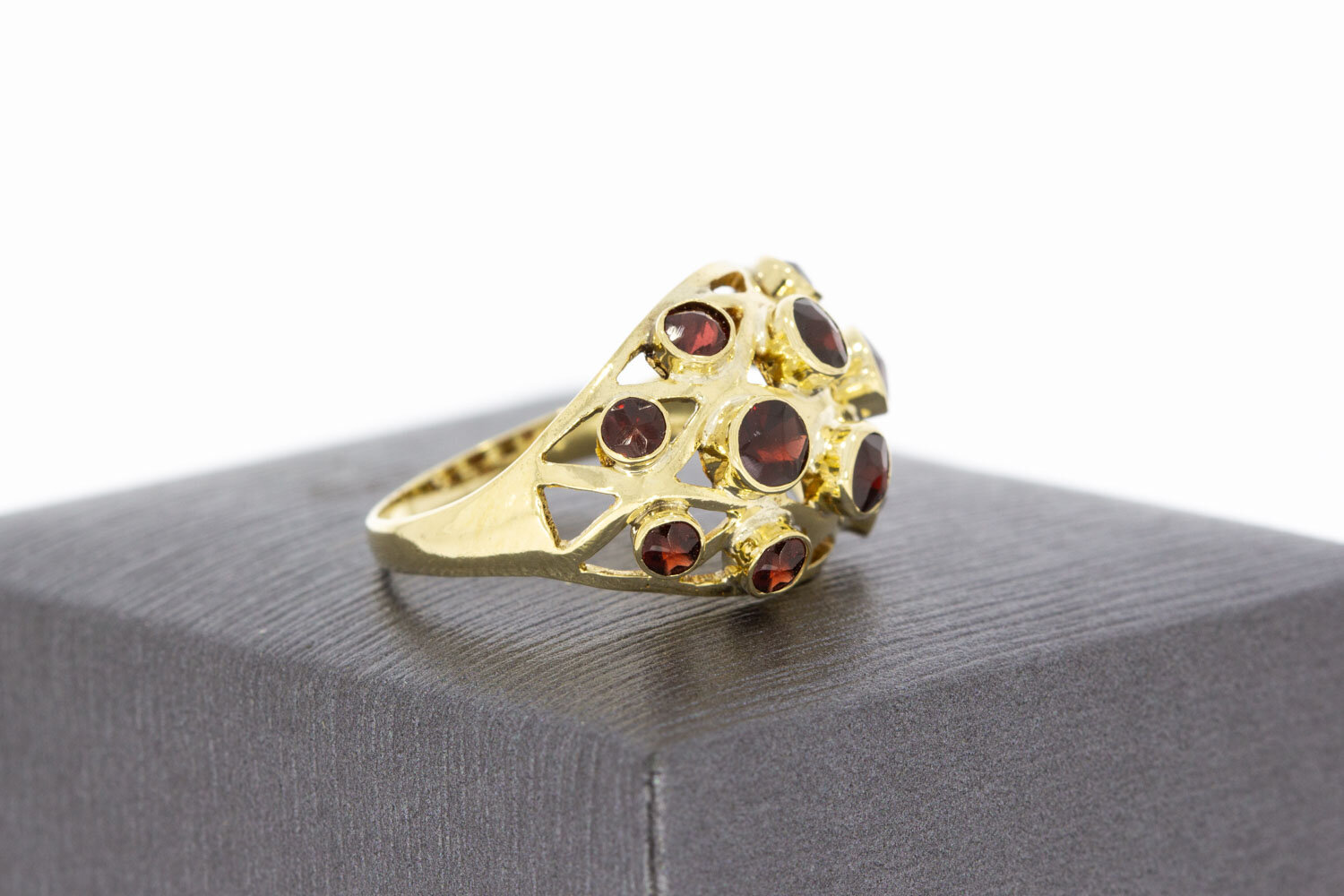Vintage 585 Gold Ring Damen mit Granat - Ringgr&ouml;&szlig;e 57, 3,3 g