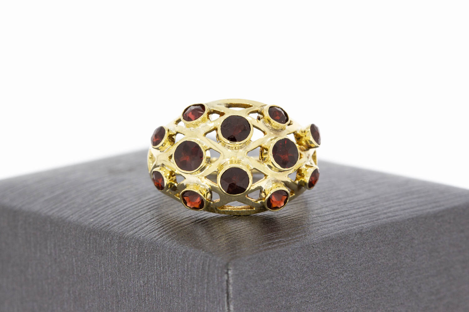 Vintage 585 Gold Ring Damen mit Granat - Ringgr&ouml;&szlig;e 57, 3,3 g